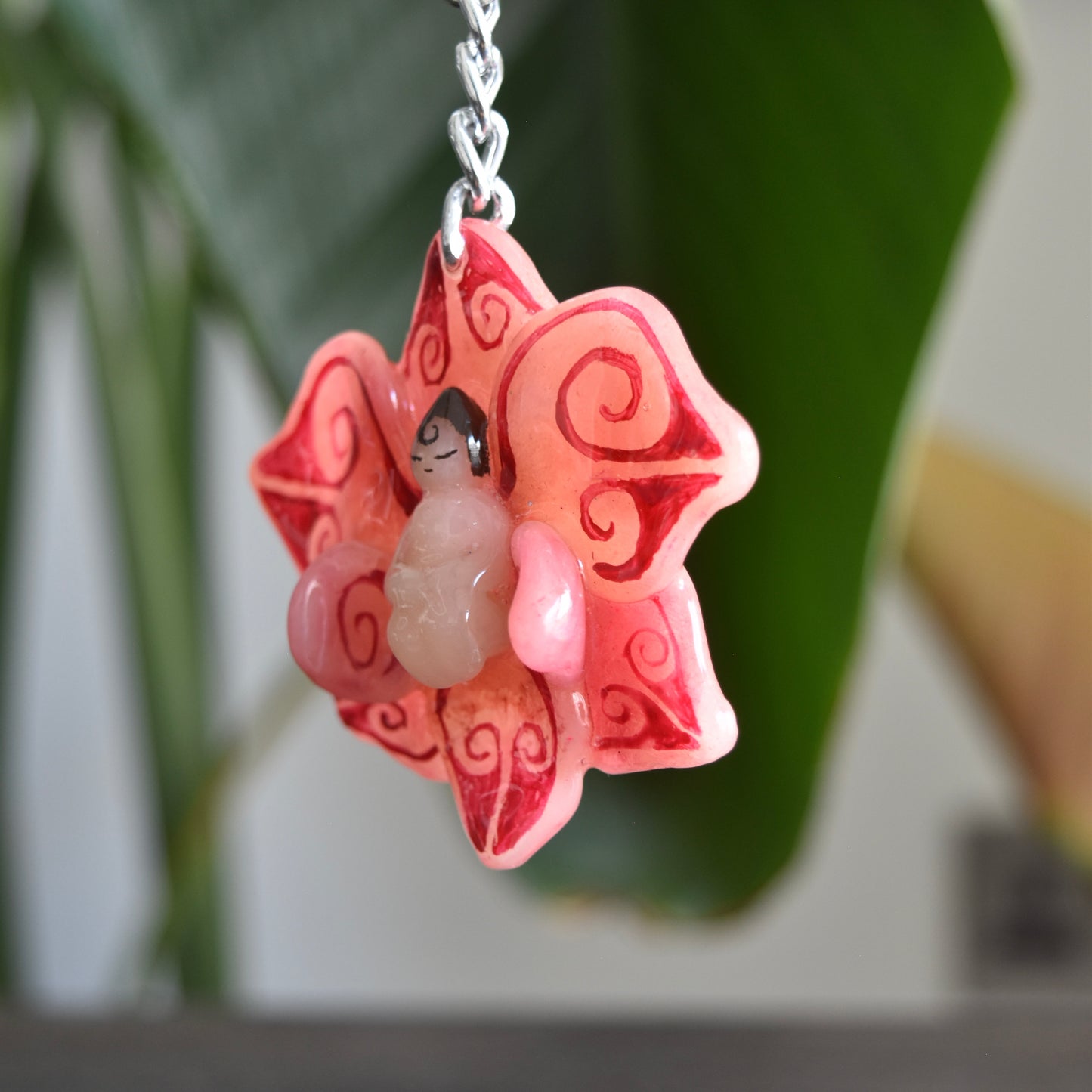 Pink/Red Orchid fairy Charm