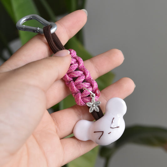 Bear Flower Charm Pink Brown Knot