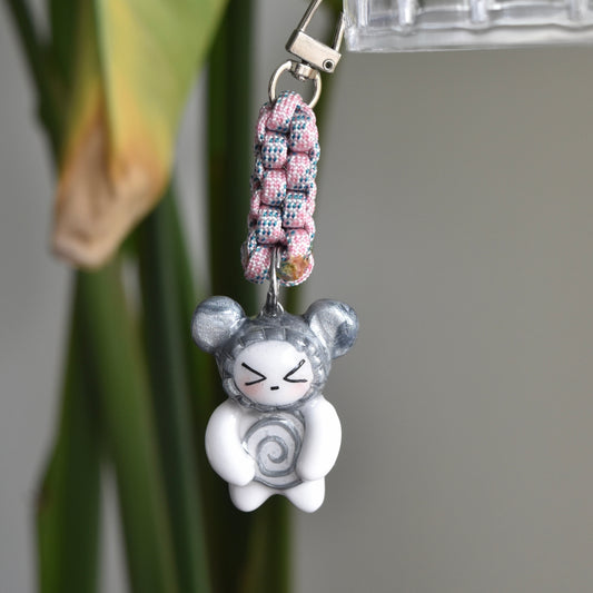 Silver Bear Spiral Pink Grey Knot