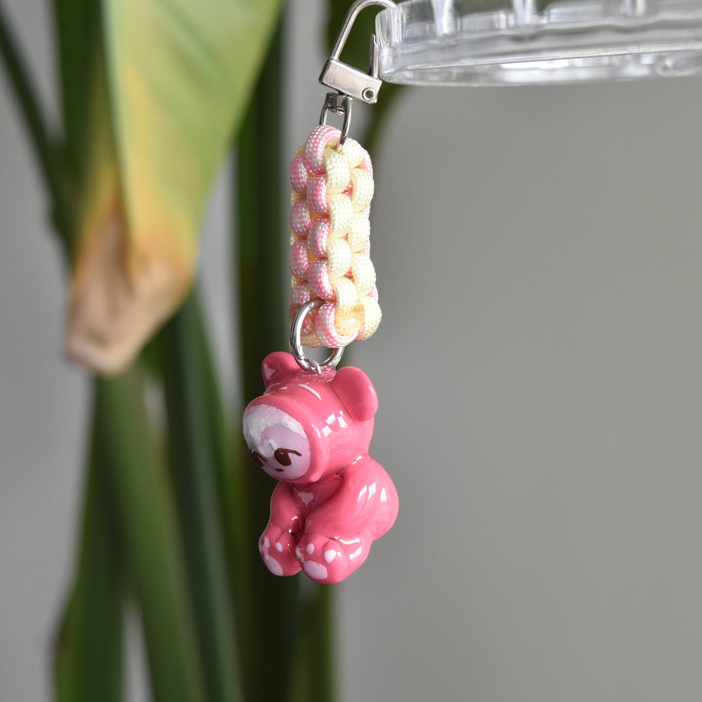 Pink Bear Charm Pink Yellow Knot