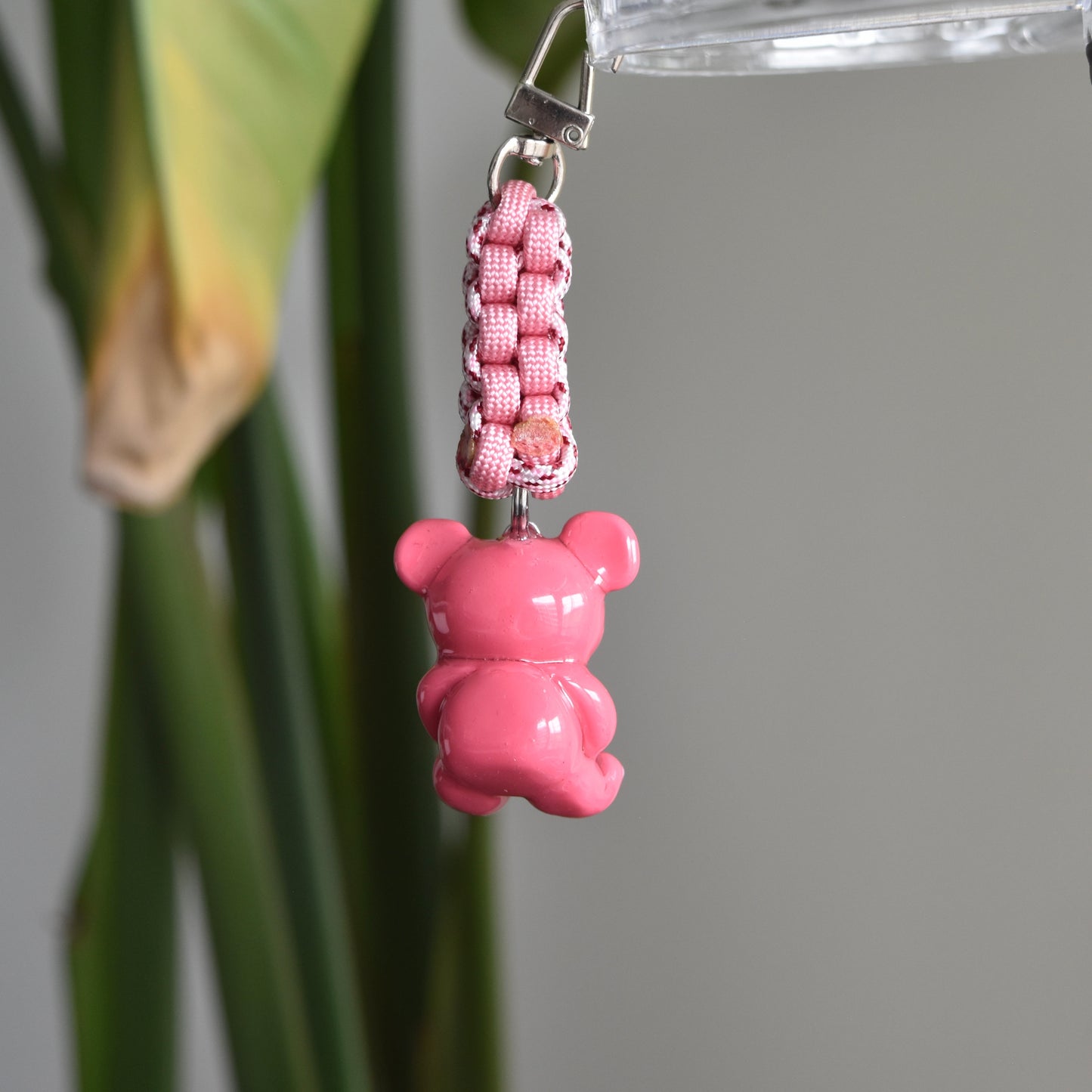 Pink Bear Charm Double Pink Knot