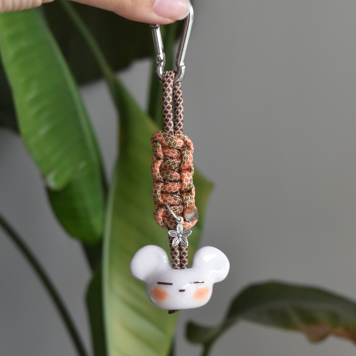 Bear Flower Charm Orange Brown Knot