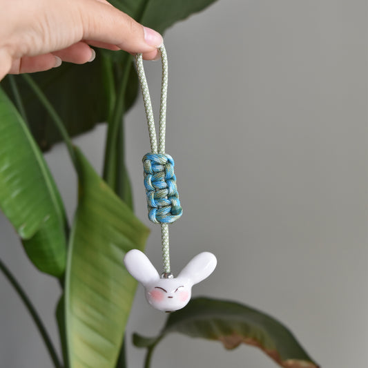 Bunny Fidget Charm Blue Green Knot