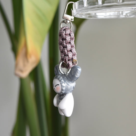 Silver Bunny Bow Pink Grey Knot