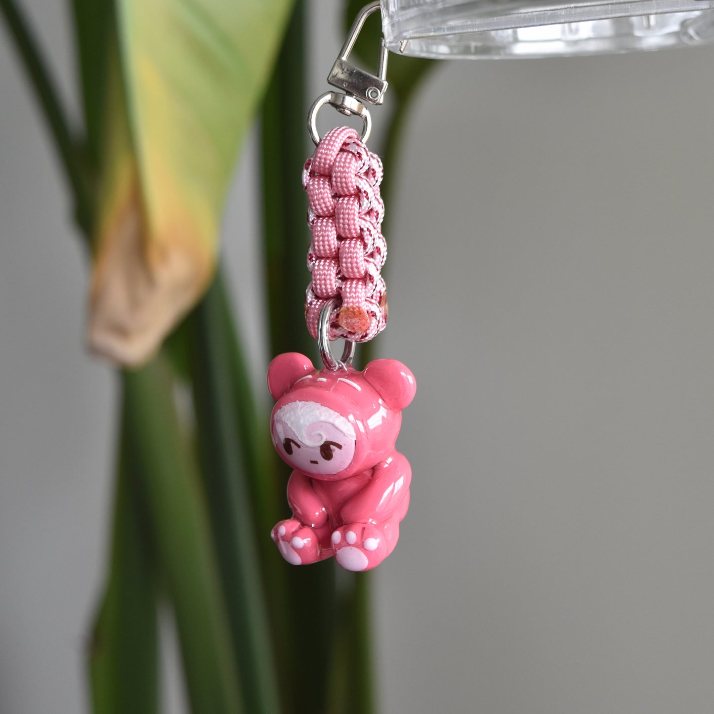 Pink Bear Charm Double Pink Knot