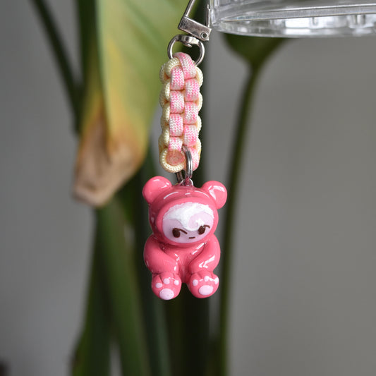 Pink Bear Charm Pink Yellow Knot