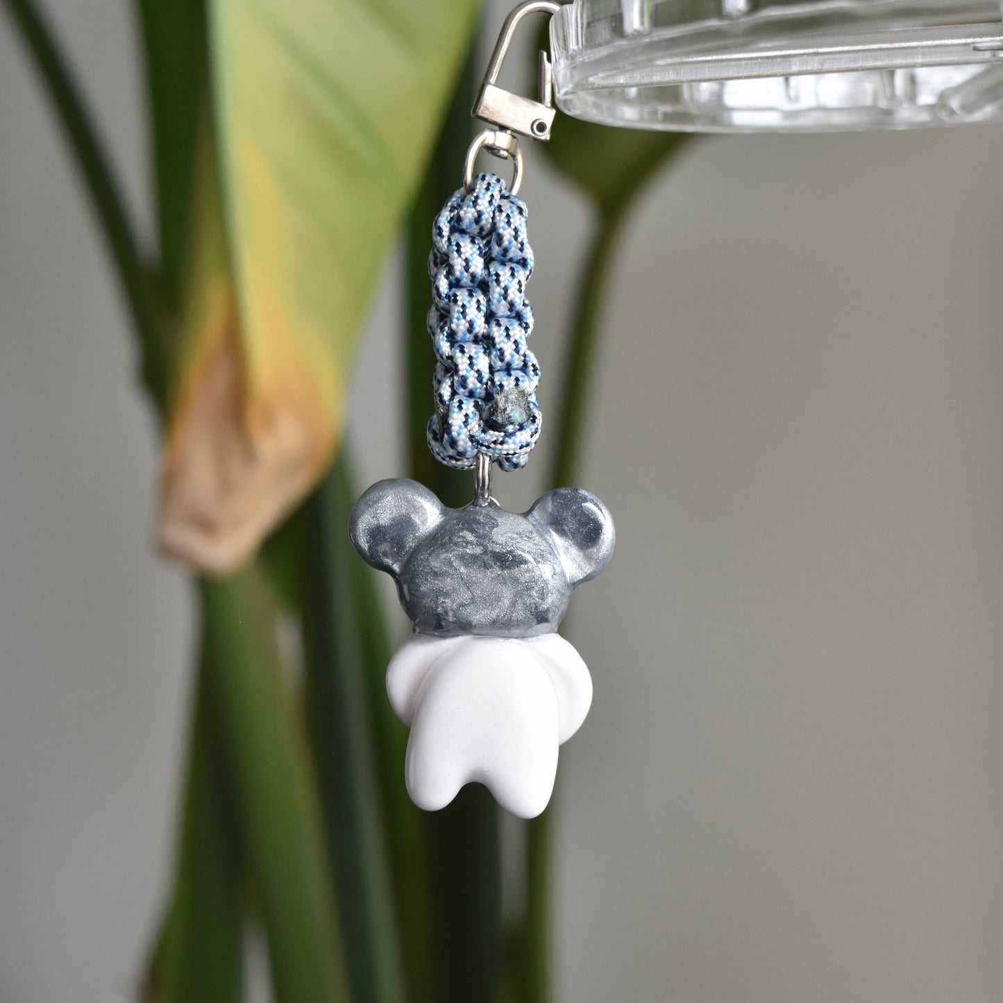 Silver Bear Bow Blue Knot