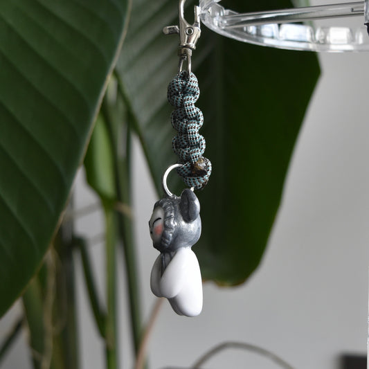 Silver Bear Bow Blue Flat Knot