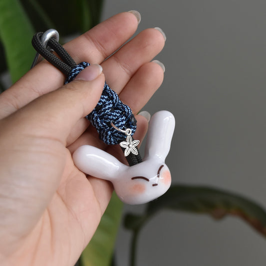 Bunny Flower Charm Blue Knot