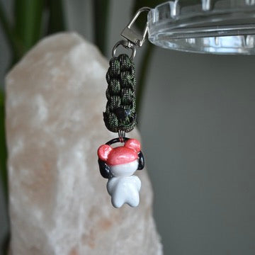 Pink Beanie Bear Green Knot