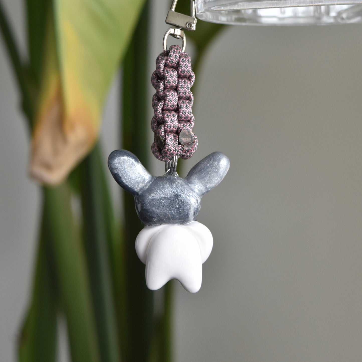 Silver Bunny Bow Pink Grey Knot