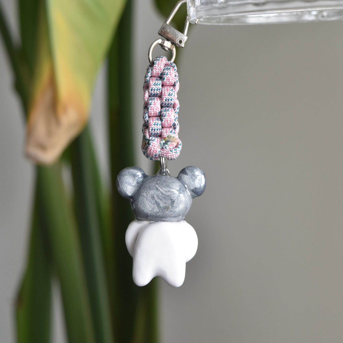 Silver Bear Spiral Pink Grey Knot