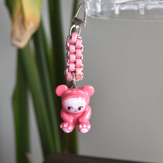Pink Bear Charm Double Pink Knot