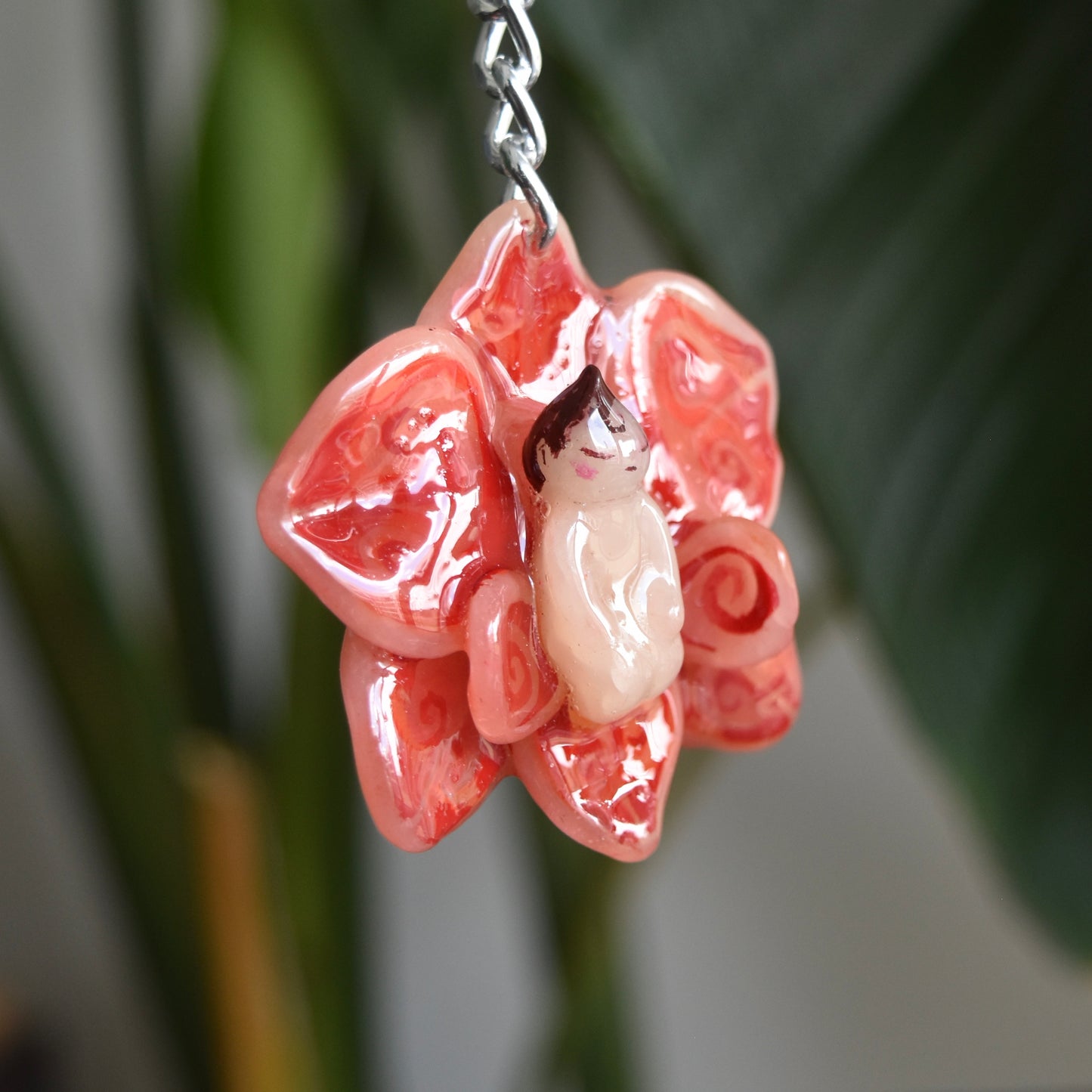 Red Orchid Fairy Charm
