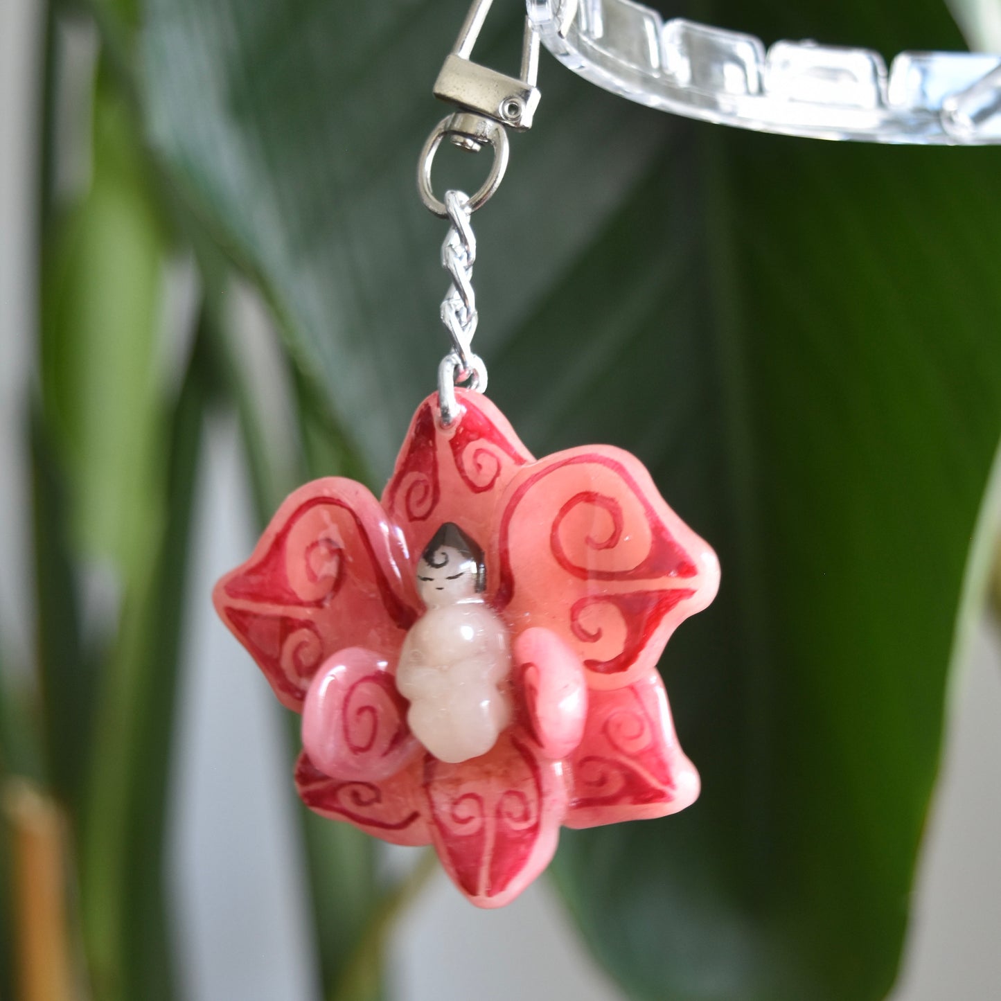 Pink/Red Orchid fairy Charm
