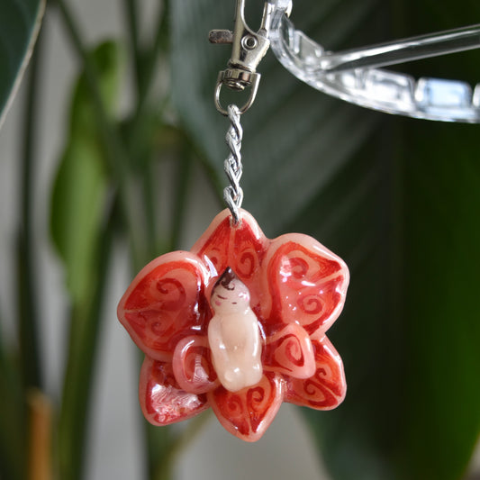 Red Orchid Fairy Charm