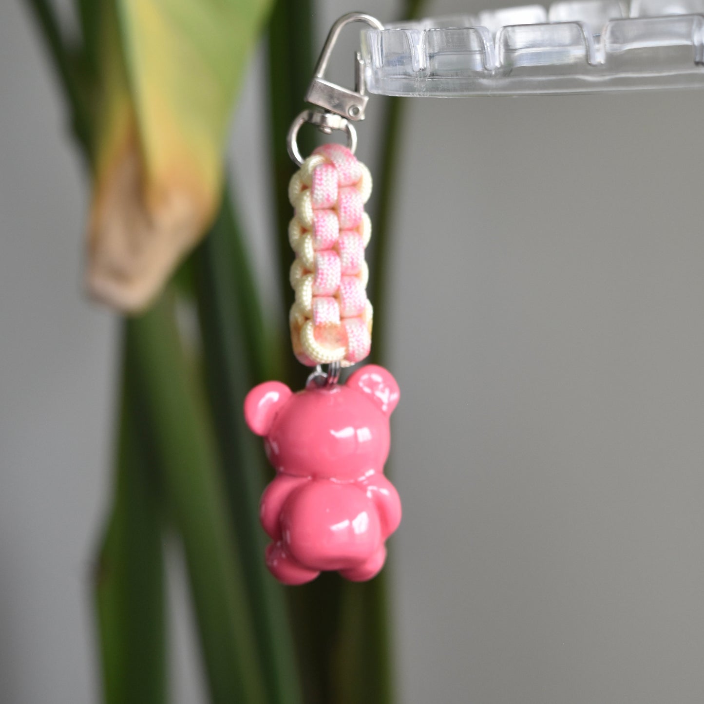 Pink Bear Charm Pink Yellow Knot