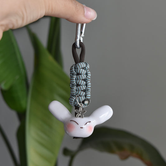 Bunny Flower Charm Blue Brown