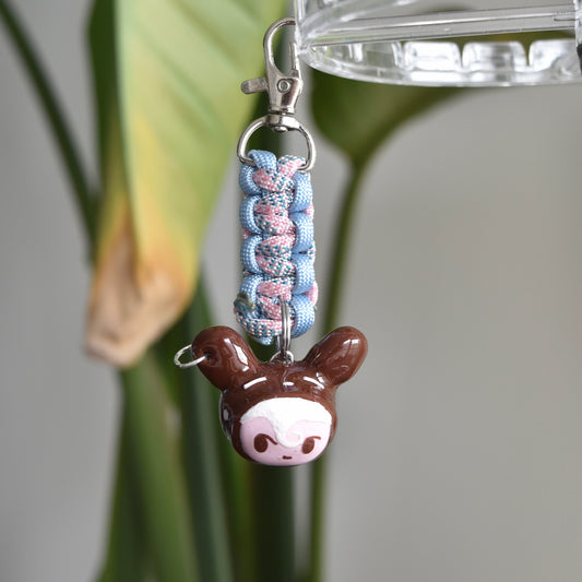 Brown Bear Head Pink Blue Knot