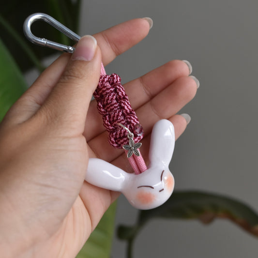 Bunny Flower Charm Double Pink Knot
