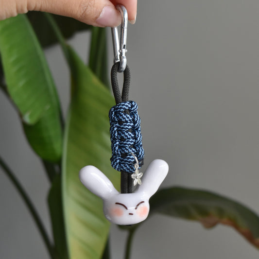 Bunny Flower Charm Blue Knot