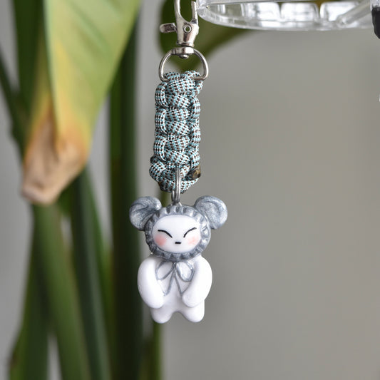 Silver Bear Bow Blue Knot