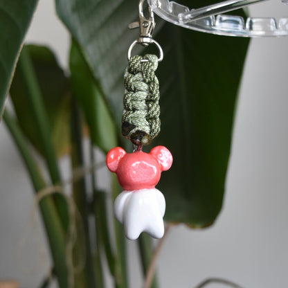 Pink Bear Spiral Green Flat Knot