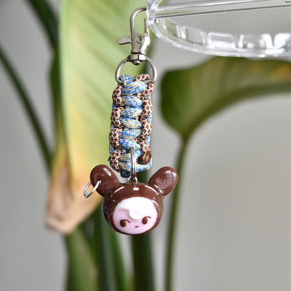 Bear Head Charm Blue Brown Knot