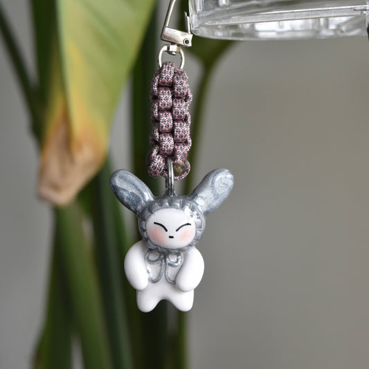 Silver Bunny Bow Pink Grey Knot