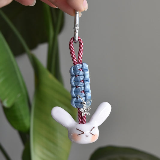 Bunny Flower Charm Blue Red Knot