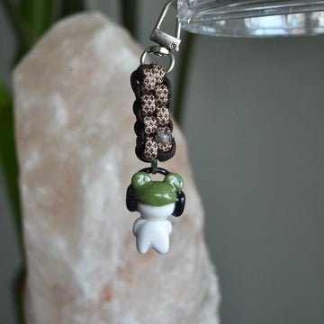 Green Beanie Bear Brown Knot