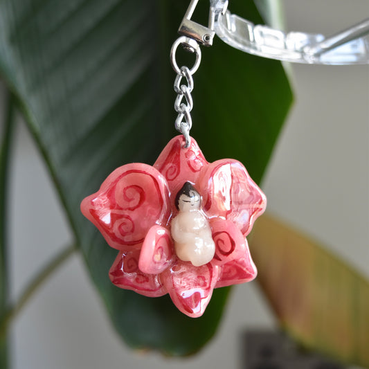 Pink/Red Orchid fairy Charm
