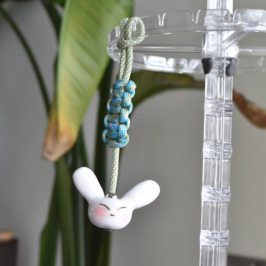 Bunny Fidget Charm Blue Green Knot