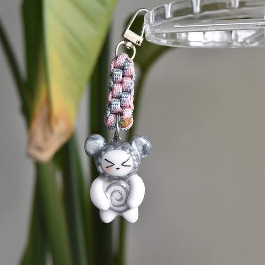 Silver Bear Spiral Pink Grey Knot