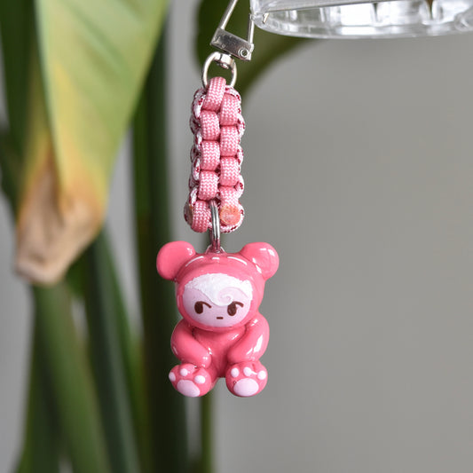 Pink Bear Charm Double Pink Knot