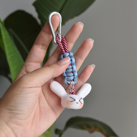 Bunny Flower Charm Blue Red Knot