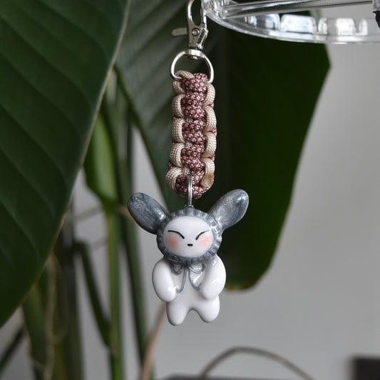Silver Bunny Bow Pink Flat Knot