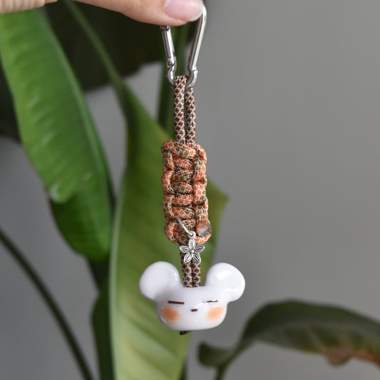Bear Flower Charm Orange Brown Knot