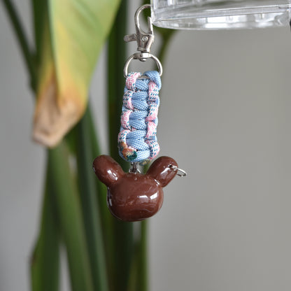 Brown Bear Head Pink Blue Knot