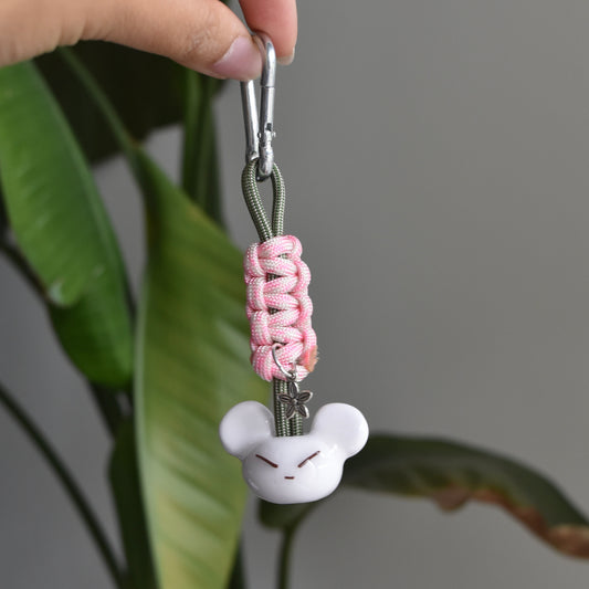 Bear Flower Charm Pink Green Knot