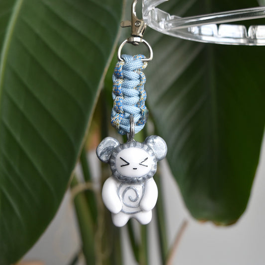 Silver Bear Spiral Blue Flat Knot