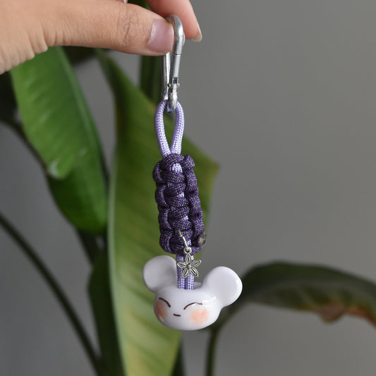Bear Flower Charm Purple Knot