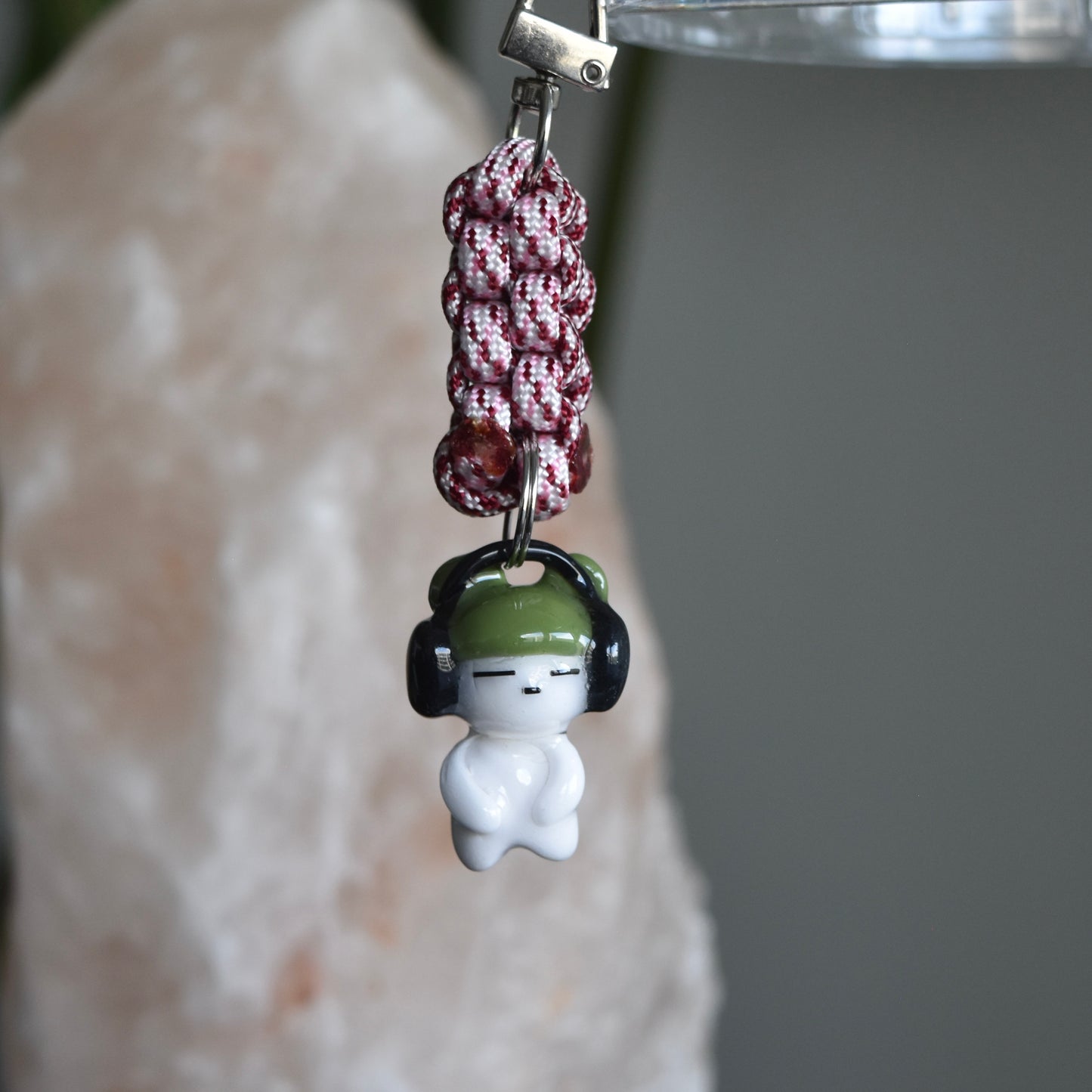 Green Beanie Bear Red Pink Knot