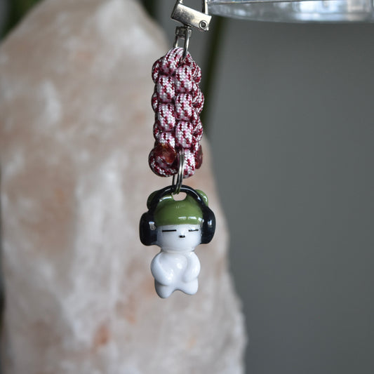 Green Beanie Bear Red Pink Knot