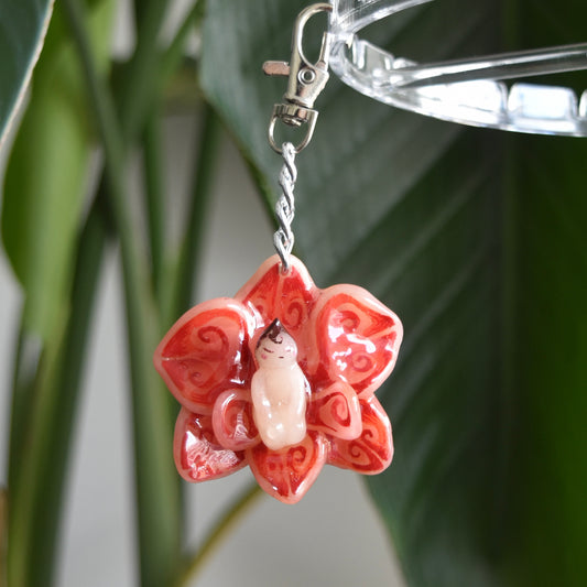 Red Orchid Fairy Charm