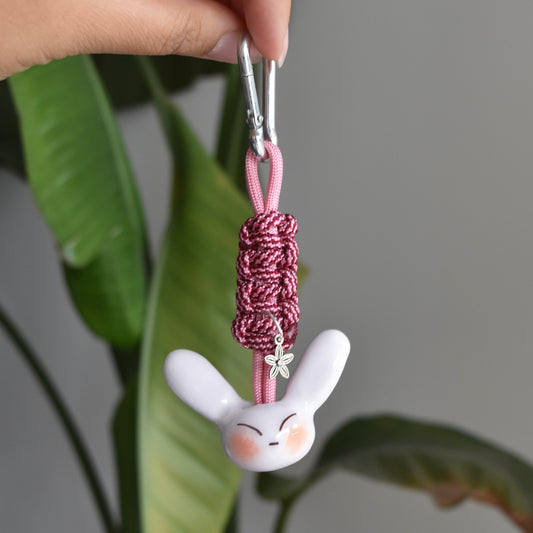 Bunny Flower Charm Double Pink Knot