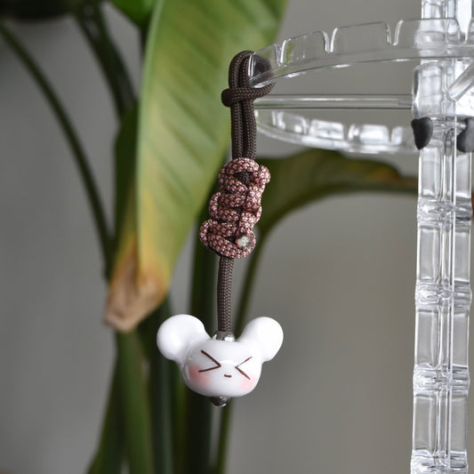 Bear Fidget Charm Brown Pink Knot
