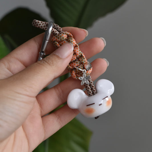 Bear Flower Charm Orange Brown Knot