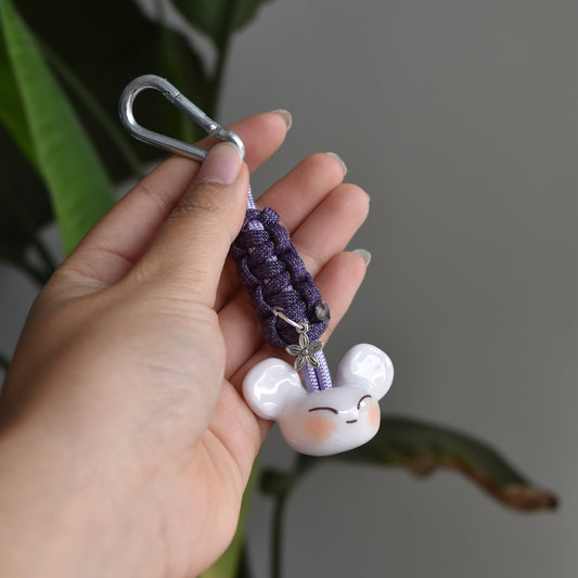 Bear Flower Charm Purple Knot
