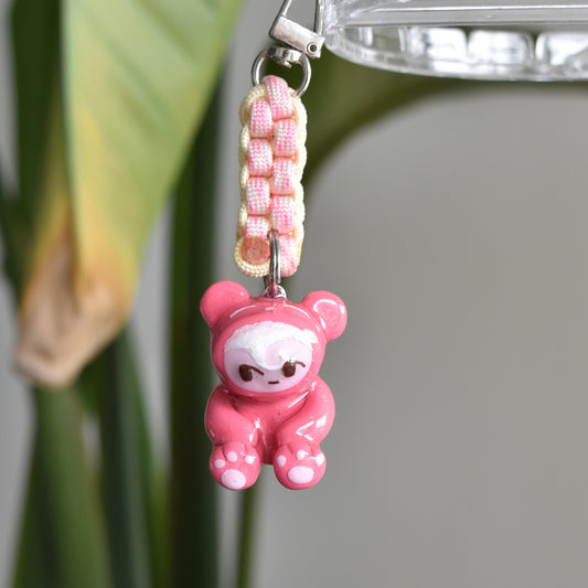 Pink Bear Charm Pink Yellow Knot